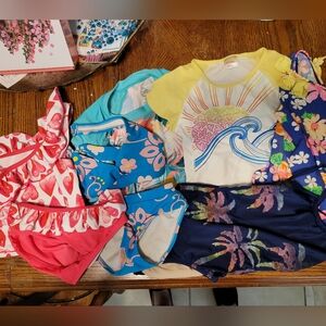 Lot of 4 girls bathing suits and 2 swim tops sizes 4-5